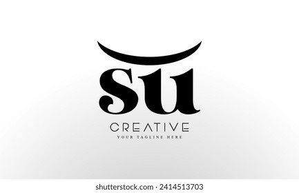 Initial letter SU logo design template