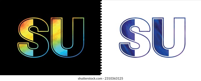 Initial letter SU logo Icon vector design template. Premium luxurious logotype for corporate business identity