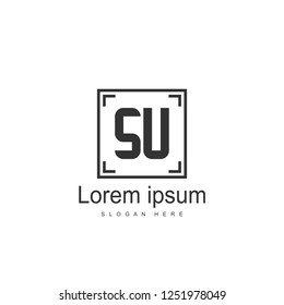 Initial letter SU Logo Template. Minimalist letter logo design