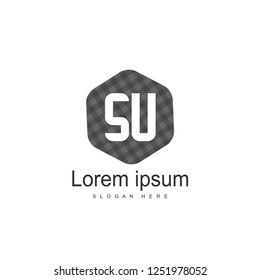 Initial letter SU Logo Template. Minimalist letter logo design