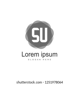 Initial letter SU Logo Template. Minimalist letter logo design