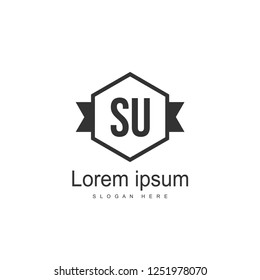 Initial letter SU Logo Template. Minimalist letter logo design