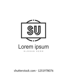 Initial letter SU Logo Template. Minimalist letter logo design