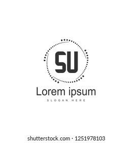 Initial letter SU Logo Template. Minimalist letter logo design