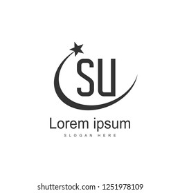 Initial letter SU Logo Template. Minimalist letter logo design