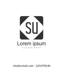 Initial letter SU Logo Template. Minimalist letter logo design