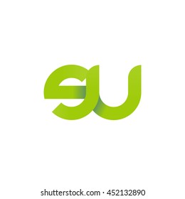 initial letter su modern linked circle round lowercase logo green