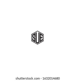 Initial letter SUE hexagon monogram cool modern logo