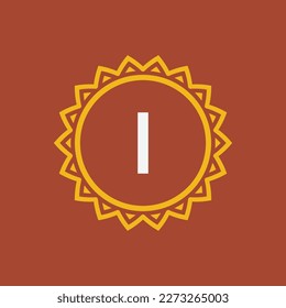 initial letter I sun circle frame unique emblem logo