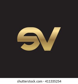initial letter sv linked round lowercase logo gold black background