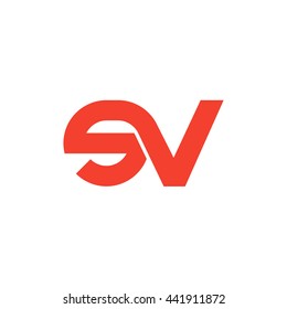 initial letter sv linked round lowercase logo red
