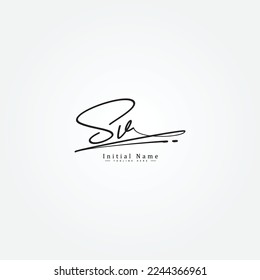 Initial Letter SV Logo - Handwritten Signature Style Logo