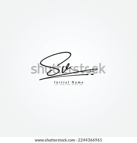 Initial Letter SV Logo - Handwritten Signature Style Logo