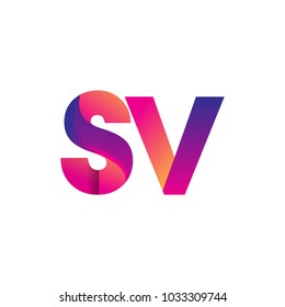 Initial Letter SV Logo Lowercase, magenta and orange, Modern and Simple Logo Design.
