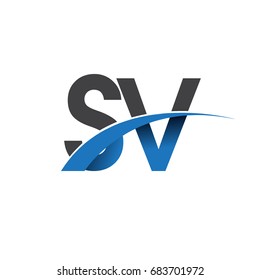 initial letter SV logotype company name colored blue and grey swoosh design. vector logo for business and company identity.
