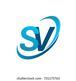 initial letter SV logotype company name colored blue swoosh design concept. vector logo for business and company identity.