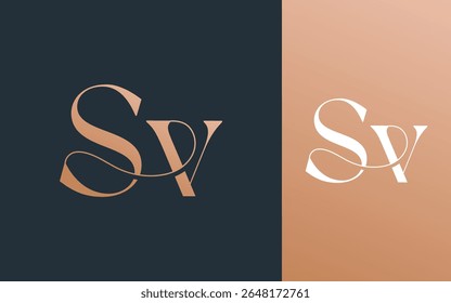 Ilustración vectorial inicial del diseño del logotipo de la letra SV VS para la pareja, la boda, y el negocio