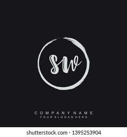 Initial letter SW beautiful handwriting logo vector template