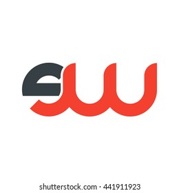 initial letter sw linked round lowercase logo red