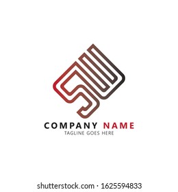 Initial letter sw linked uppercase modern logo design template elements. Red black gradation letter isolated on white background. Suitable for company logo, business, consulting group company.