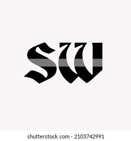 Diseño del logotipo de SW de la letra inicial
