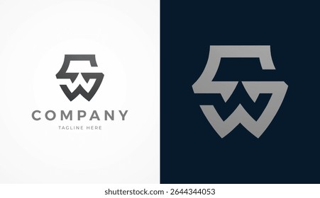 Initial Letter SW Logo Design, Stylish letter SW with two color, usable for brand and company logos, vector illustration