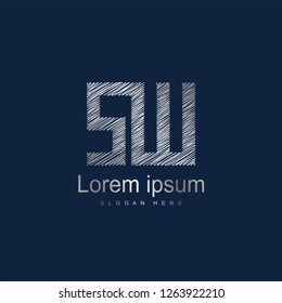 Initial Letter SW Logo Template Vector Design. Silver letter logo