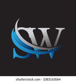 initial letter SW logotype company name colored blue and grey swoosh design. vector logo for business and company identity.