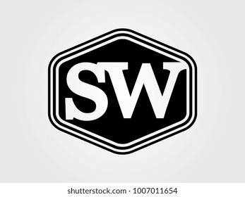 Initial letter sw lowercase logo minimalist black