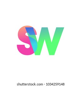 Initial Letter SW Lowercase Logo green, pink and Blue, Modern and Simple Logo Design.