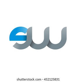 initial letter sw modern linked circle round lowercase logo blue gray