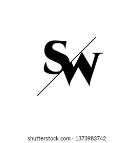 Initial Letter SW Monogram Sliced. Logo template isolated on white background