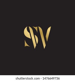 Initial letter sw uppercase modern logo design template elements. Gold letter Isolated on black  background. Suitable for business, consulting group company.