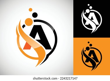 Initial letter A with the swoosh, biotech logo design concept. Logotype for science technology.