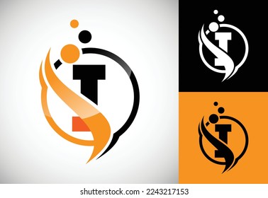 Letra inicial I con el concepto de diseño del logo biotecnológico. Logotipo para la tecnología científica.