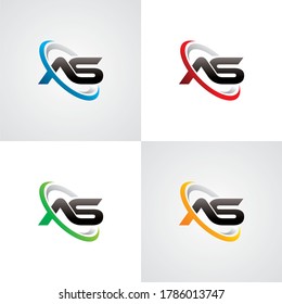 carta inicial AS swoosing ring company logo azul rojo naranja negro