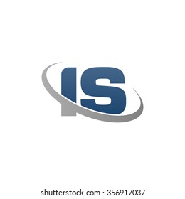 initial letter IS swoosh ring company logo blue gray