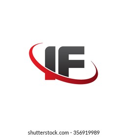 initial letter IF swoosh ring company logo red black