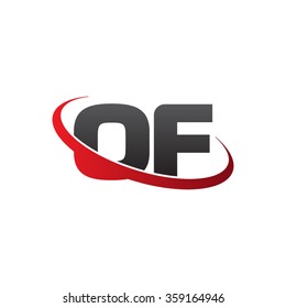 initial letter OF swoosh ring company logo red black