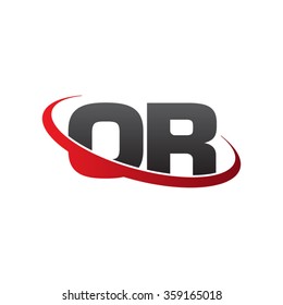 initial letter OR swoosh ring company logo red black