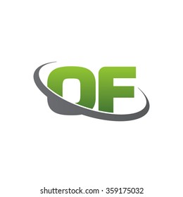 initial letter OF swoosh ring company logo green gray