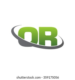 initial letter OR swoosh ring company logo green gray