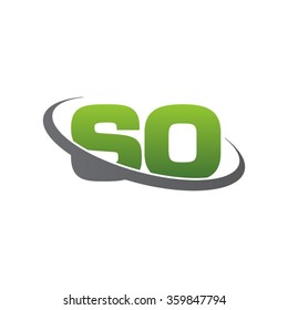 initial letter SO swoosh ring company logo green gray