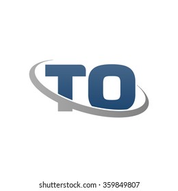 initial letter TO swoosh ring company logo blue gray