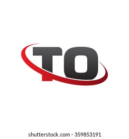 initial letter TO swoosh ring company logo red black