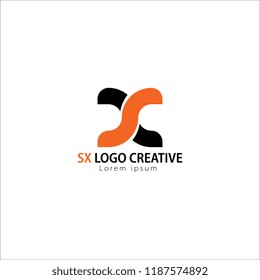 Initial Letter SX Linked Circle Lowercase Logo Black orange Icon Design Template Element.you can change the color