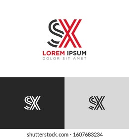 Initial Letter SX linked uppercase overlap modern logo design template. Suitable for business, consulting group company