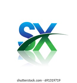 initial letter SX logotype company name colored blue and green swoosh design. vector logo for business and company identity.
