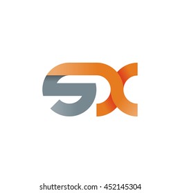 initial letter sx modern linked circle round lowercase logo orange gray