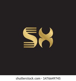 Initial letter sx uppercase modern logo design template elements. Gold letter Isolated on black  background. Suitable for business, consulting group company.